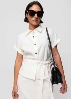 Vanilia Linnen Blouse Met Korte Mouw<Vrouw Two-Pieces