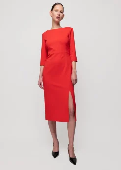 Vanilia Punto Midi Jurk Met Split<Vrouw Jurken