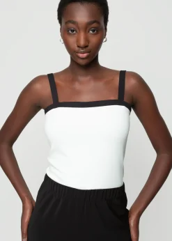 Vanilia Rib Top Met Contrastboorden<Vrouw Basics