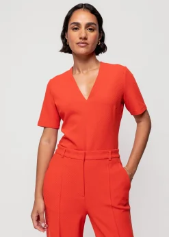 Vanilia Rib Top Met V-Hals<Vrouw Tops