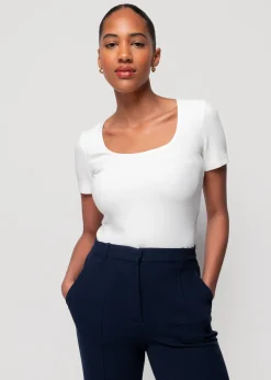Vanilia Rib Top Met Vierkante Hals<Vrouw Basics