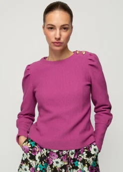 Vanilia Struc Top Met Gouden Knopen<Vrouw Tops