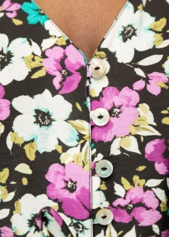 Vanilia Viscose Jurk Met Bloemen<Vrouw Jurken