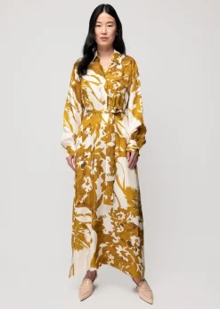 Vanilia Viscose Maxi-Jurk Met Bloemen<Vrouw Jurken