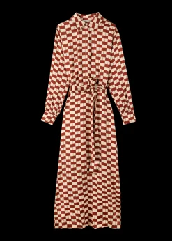 Vanilia Viscose Midi Jurk Met Blok Print<Vrouw Jurken