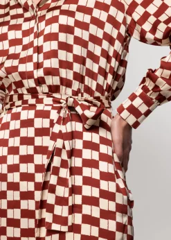 Vanilia Viscose Midi Jurk Met Blok Print<Vrouw Jurken