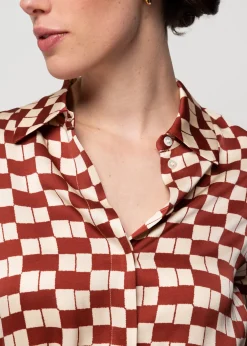 Vanilia Viscose Midi Jurk Met Blok Print<Vrouw Jurken