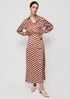 Vanilia Viscose Midi Jurk Met Blok Print<Vrouw Jurken