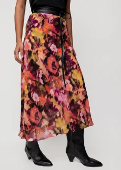 Vanilia Viscose Midi Rok Met Print<Vrouw Rokken